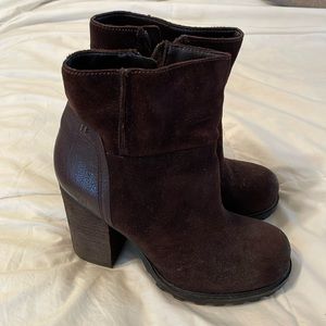 Vaneli brown suede 4” boots with inside zipper and rugged soles